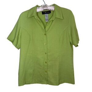 Sag Harbor Vintage Green Collar Button Up Short Sleeve Shirt Size Small 90s